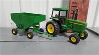 JD 4255 tractor and gravity wagon