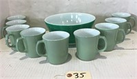 Pyrex Coffee Cups & Mixing Bowl