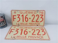 Paire de plaques d'immatriculation Québec 76