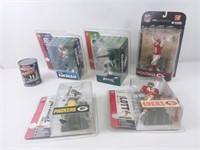 5 figurines de football + emballages