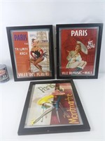 3 cadres à plaques de verre "Paris"