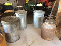 (4) Lidded Cans with Handles