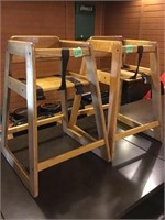 pair of wood high chairs