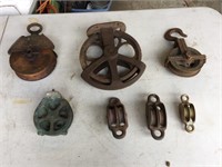 Assorted Antique Pulleys, Block & Tackle
