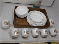 Corelle Dish Set w/Orange Flowers