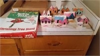 Christmas village houses,  Christmas tree stand