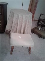 Footstool & Round Table w/Tablecloth