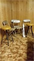 2 stools, 4 folding chairs