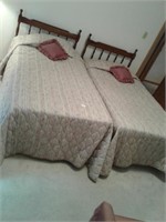 Pair of Twin Beds with Bedding