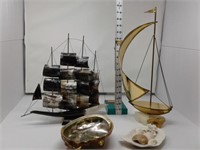 Brass Ship-Ship made of Horn-Shells