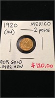 Rare Mexico 2 pesos 90% gold