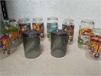Group of collectible McDonald's drinking glasses