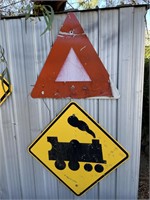 2 x TRAIN CROSSING SIGNS