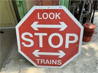 STOP LOOK TRAINS SIGN - RARE