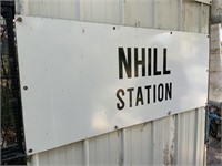 LARGE ENAMEL NHILL STATION SIGN