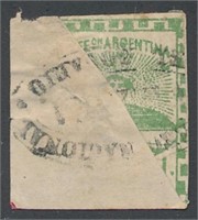 ARGENTINA #2f BISECT ON PIECE USED FINE