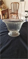 Nice fan shaped colorless glass vase approx 6