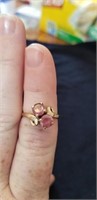 Beautiful 2 stone Pink ice 10kt gold ring