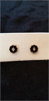 Dainty black onyx and diamond earrings