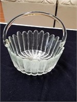 Beautiful glass basket Approx 9 inches tall has a