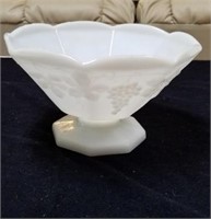 White milk glass fruit bowl Approx 9 inches in
