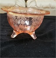 Pretty in pink footed multipurpose glass bowl