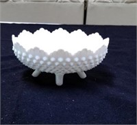 Footed milk glass oval bowl