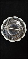 Clear and white hobnail glass ashtray approx 8