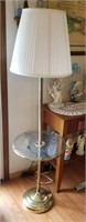 Round glass table with lamp approx 5 feet tall