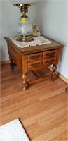 Good sturdy end table with drawer approx size is