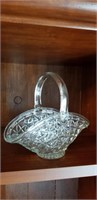 Vintage glass basket approx 8 inches tall
