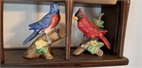 Porcelain bluebird & cardinal figurines