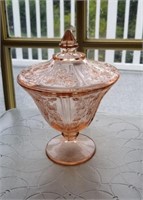 Pretty pink rose pattern candy dish approx 7