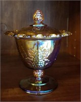 Eye Pleasing Marigold carnival glass compote