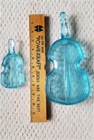Musical Blue violin glass dish and tray