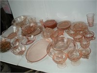 Pink Depression Glass 50 Pcs 1 Lot