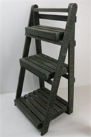 Short Rustic Green Pallet Wood Step Ladder Shelf