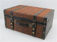 Bamboo & Faux Leather Decorator Chest Box with