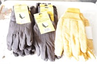 Yellow Cotton & Brown Jersey Work Gloves - Mens