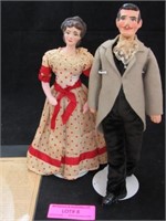 Unusual Pair Chalk? Dolls - Rhett Butler and Scarl