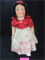 Snow White Cloth Doll: 1930's, 15 1/2", Painted F