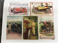 Lot of five early Automotive postcards.