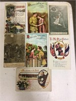 Nice lot of seven World War I related postcards.