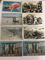 Lot of eight Fishing related postcards.