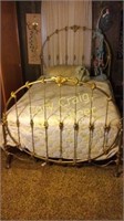 Gold Painted Full Size Head Board And Foot Board