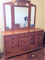 Dresser with Hinged Mirror