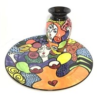 Picasso Style Plate & Vase