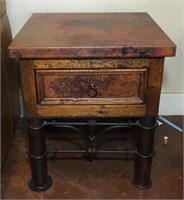 Western Style End Table with Hammered