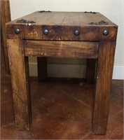 Wood Side Table with Metal Bracket