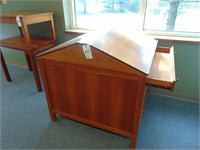 wooden desk with drawers